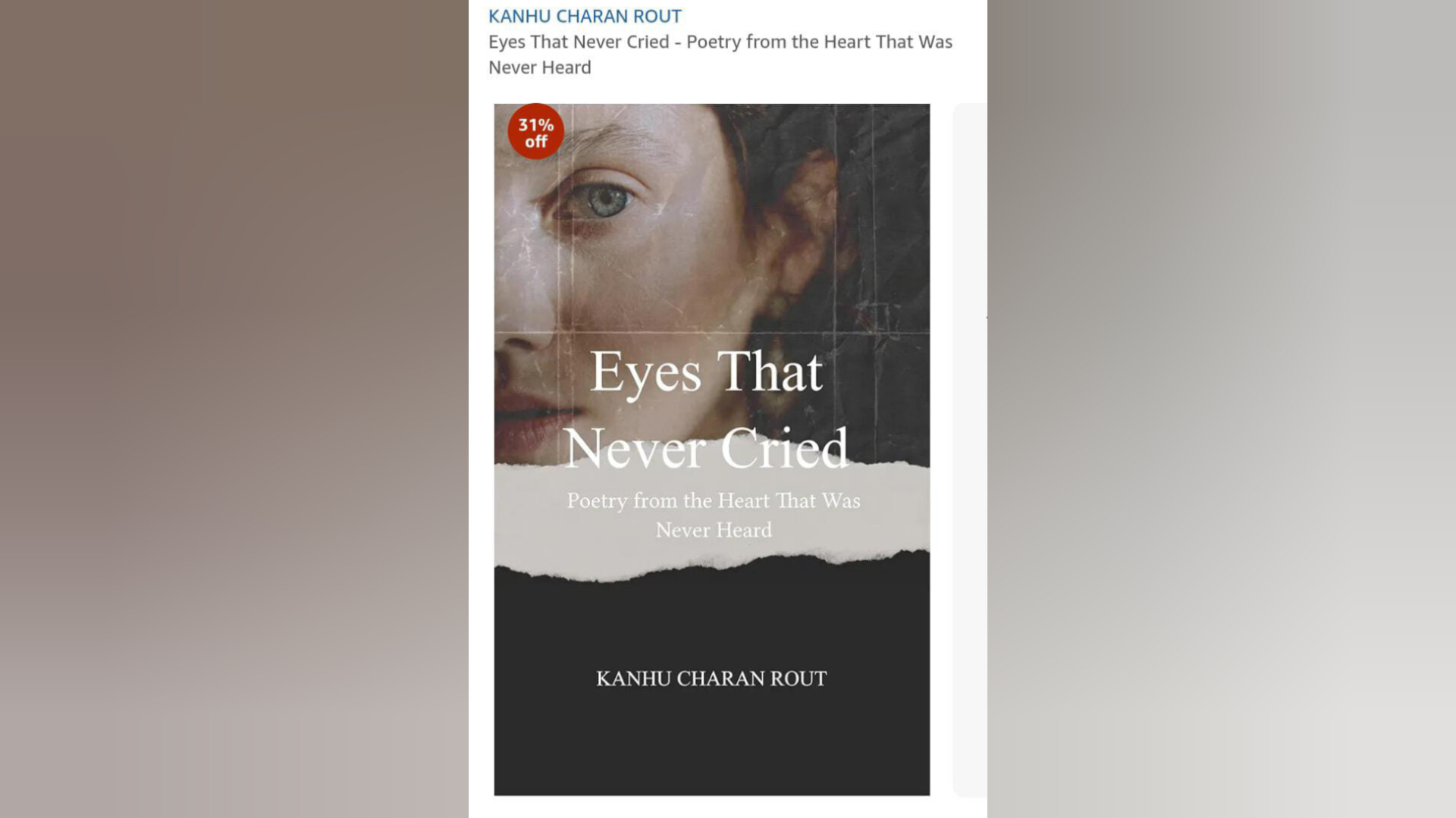 Kanhu Charan Rout’s Book Eyes That Never Cried Nominated for the 21st Century Emily Dickinson Award