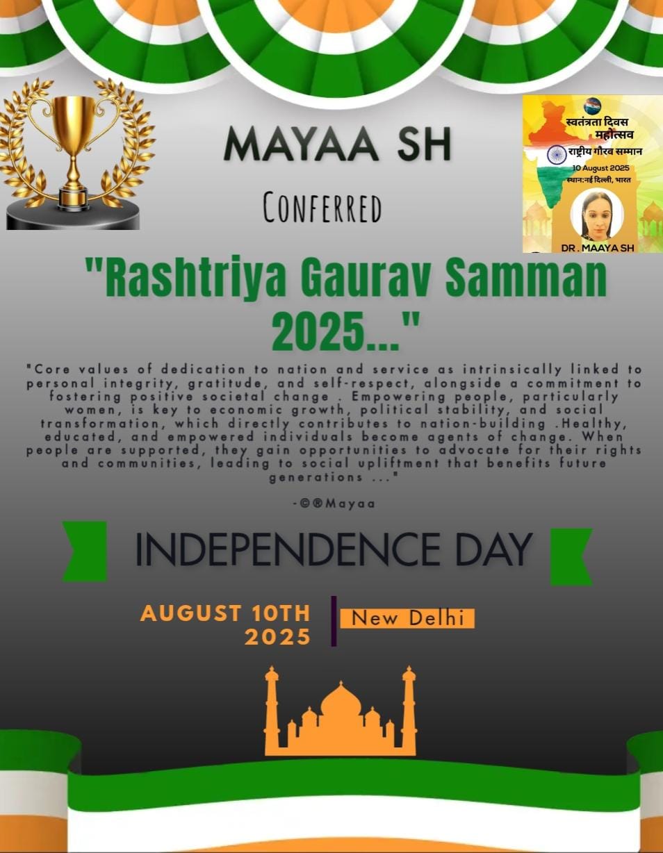 Mayaa SH Conferred “Rashtriya Gaurav Samman 2025″…